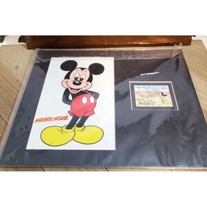 Lot of 1988 Disney collectibles - Drawing, 60th Granada stamp, Disney Dollars